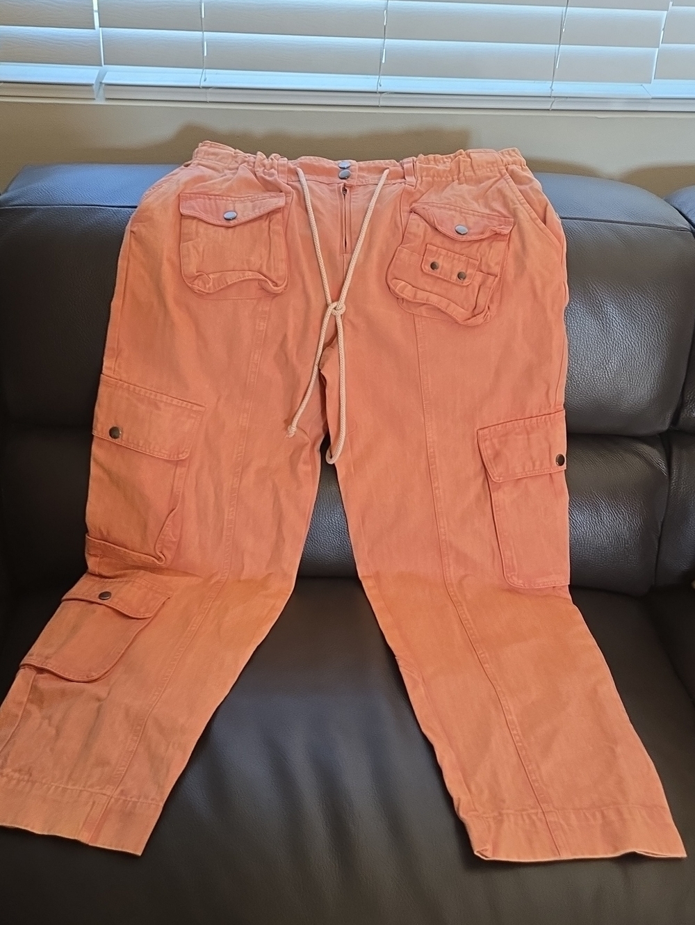 Oli & Hali Orange Cargo Pants -ppl Casual Drawstring Utility Trousers